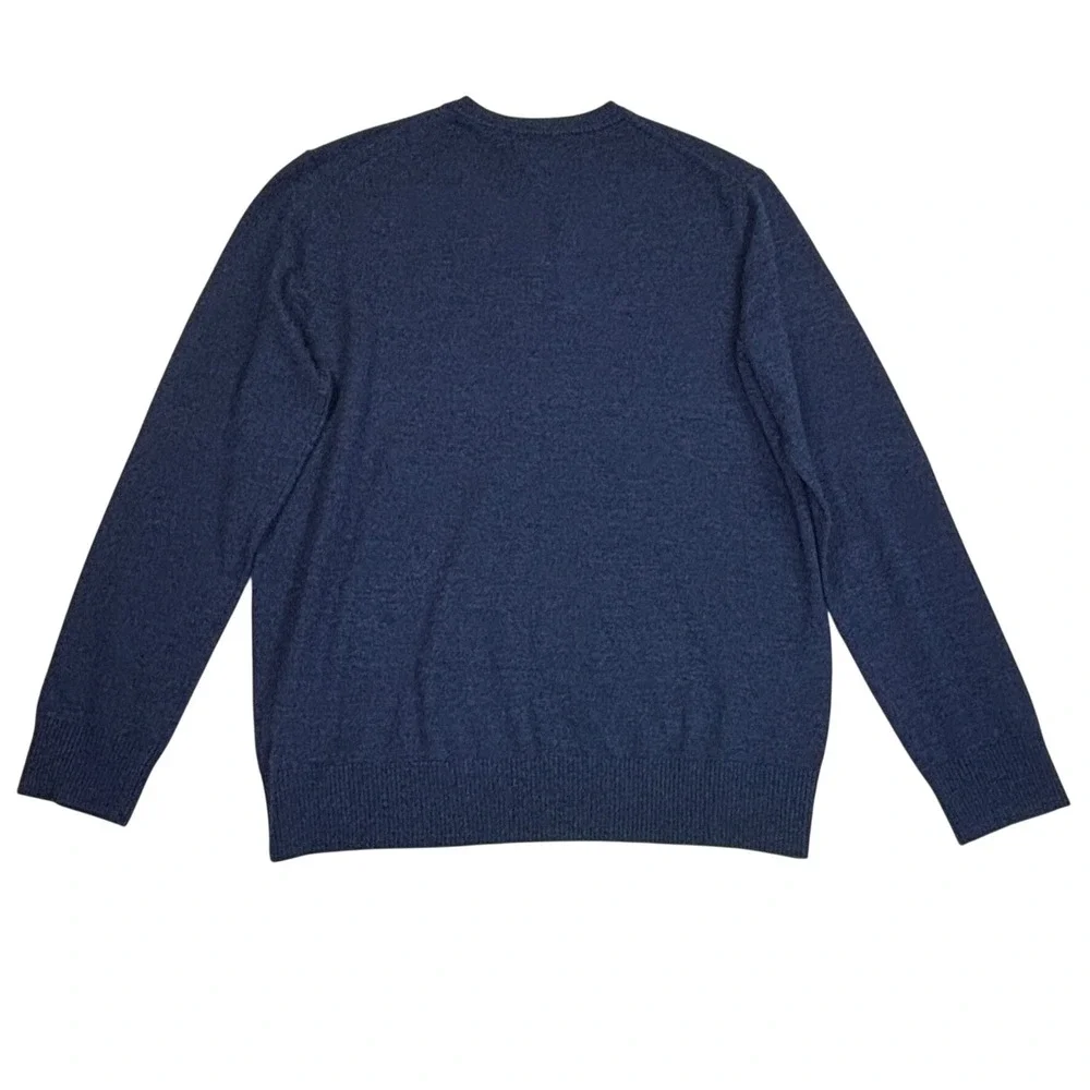 Banana Republic Mens XL Extra Fine Merino Wool V-Neck Sweater Navy Blue Pullover